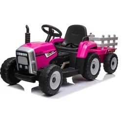 BoGi Kindertraktor mit Anhänger 12V in Pink - Der BoGi Kindertraktor sorgt für Fahrspaß bei kleinen Abenteurern von 2 bis 5 Jahren. Mit Fernsteuerung, Musik und Bluetooth-Anschluss für unvergessliche Erlebnisse!