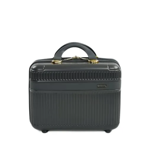 Solier Beauty Case – Kosmetikkoffer mit ABS-Hartschale, Tragegriff und Organizer – Kompakter Schminkkoffer für Reisen (dunkelgrau, 12')