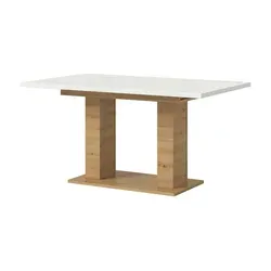 Motion Esstisch Doppelsäulenfuß 90x150/190cm - Esstisch mit modernem Doppelsäulenfuß, ausziehbar auf 190 cm für Flexibilität und Funktionalität, elegante weiße Tischplatte und langlebige Materialien.