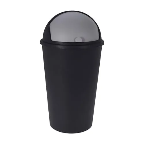 Spetebo XL Abfalleimer mit Schiebedeckel schwarz in schwarz von Spetebo