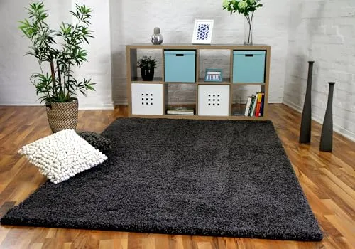Snapstyle Luxus Hochflor Langflor Teppich Milano Anthrazit - Teppich in 24 Größen, mit 43 mm Gesamthöhe für optimalen Komfort und Schadstoffgeprüft für ein gesundes Raumklima.