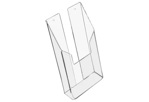 HMF Zeitungsständer Prospekthalter 4684 - Wand Prospekthalter aus Acryl, DIN A6 Hochformat - Zeitungsständer aus kratzfestem Acryl, ideal für Messen und Gastronomie. Hochwertige Wandmontage für klare Sichtbarkeit Ihrer Informationen im DIN A6 Format.