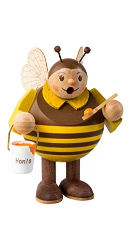Richard Glässer Seiffen Räuchermann Biene, 15 cm hoch - Nussknacker, handgefertigt aus dem Erzgebirge, sorgt für festliche Stimmung und aromatischen Duft im Raum.