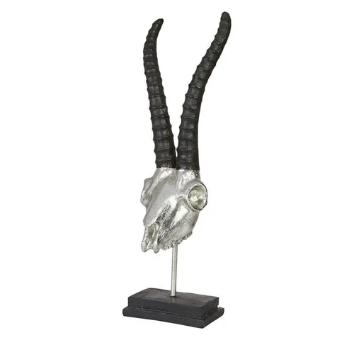 Hansmeier Steinbock Tischdeko Skulptur 47 x 15 cm - Figuren, Skulpturen & Statuen, elegante Silber-Deko mit Glanzfinish, ideal für stilvolle Wohnräume und als besonderes Geschenk.