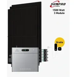 Balkonkraftwerk 1500 Watt Komplettset mit Zendure SolarFlow - Effizientes Balkonkraftwerk mit 1500 W und drei bifazialen Solarmodulen im eleganten Full-Black-Design. Inklusive leistungsstarkem Zendure SolarFlow 2400 Pro Stromspeicher für optimale Energieversorgung.