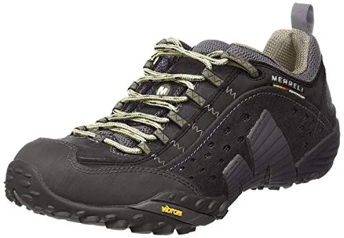 Merrell Herren Intercept Trekking Wanderhalbschuhe, Noir Smooth Noir, 44 EU - Wanderschuhe mit atmungsaktivem Netzfutter und herausnehmbarer EVA-Schaumstoff-Einlegesohle für optimalen Komfort bei jedem Abenteuer.