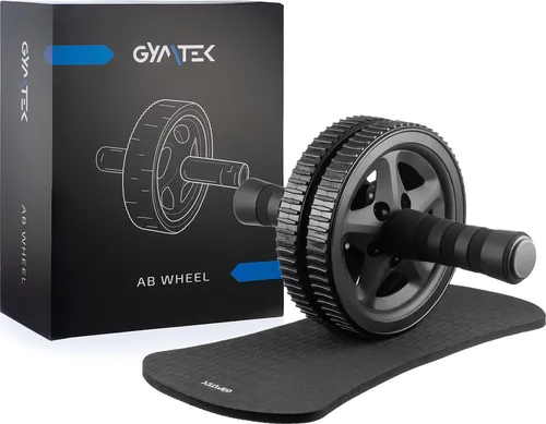 Gymtek® Ab Roller, Bauchtrainer, Ab Wheel mit Kniematte in schwarz von Gymtek
