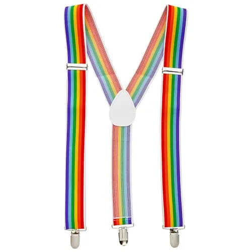 W WIDMANN MILANO Party Fashion 7983M - Hosenträger Regenbogen, Accessoire, Christopher Street Day, Gay Pride, Mottoparty, Karneval