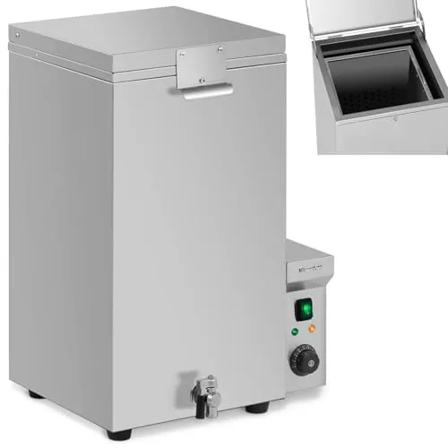 Wiesenfield Brühkessel Geflügel 70 L Edelstahl 3- 5 Hühner Brühvorgang in 70 - 90 s Temperaturregler bis 85 °C Ablasshahn entnehmbarer Korb rutschfeste Gummifüße Brühautomat Geflügel