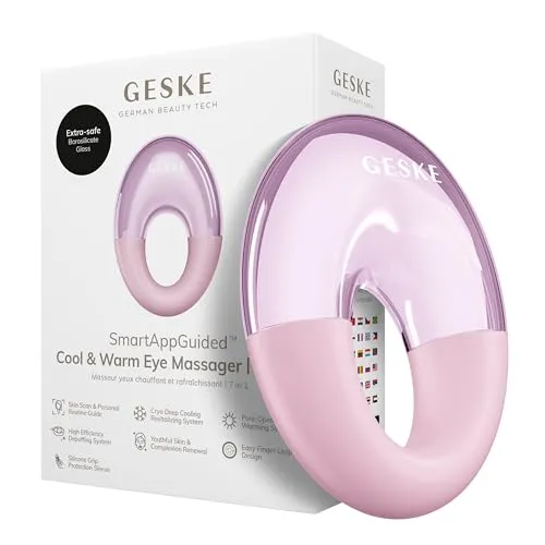 GESKE SmartAppGuided™ Cool & Warm Eye Massager | 7 in 1 | Massagegerät für die Augen | Batterielose Wärme- & Kühltechnologie | Gegen Augenringe & Tränensäcke | Anti-Aging | Profi-Hautpflege