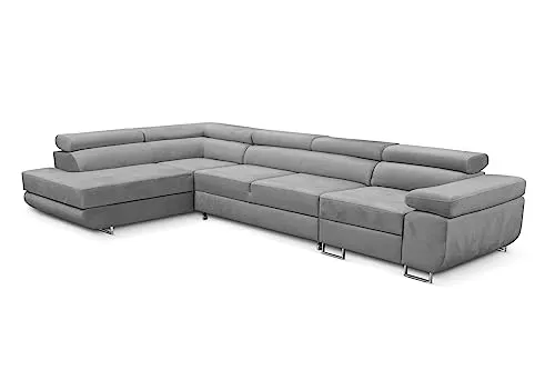 KREATIVE FURNITURE & DESIGN Ecksofa Links mit Schlaffunktion - Sofa L-Form mit zusätzlicher Bettfunktion und Stauraum, ideal für Gäste und maximalen Komfort in Ihrem Zuhause.