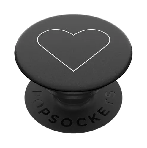PopSockets 800667 PopGrip - Ausziehbarer Sockel und Griff für Smartphones und Tablets mit einem Austauschbarem Top - White Heart Black