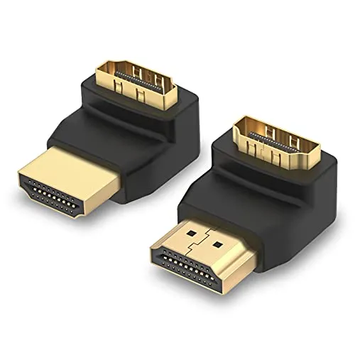VCE 2 Stück HDMI Winkel Adapter HDMI Winkelstecker 90 Grad und 270 Grad 3D&4K Stecker auf Buchse Adapter Abgewinkelt Verbinder Vergoldete Kontakte