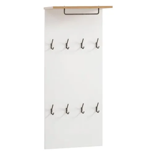 Lomadox Garderoben Hakenpaneel Paneel Flurpaneel skandinavisches Design matt weiß, Eiche