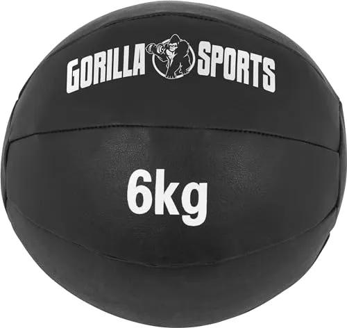 GORILLA SPORTS® Medizinball - 1-10kg, Trainingsball aus Leder, Schwarz - Effektiver GORILLA SPORTS Medizinball in 10 Gewichtsausführungen für vielseitiges Ganzkörpertraining. Robuste Lederoberfläche garantiert Langlebigkeit und hervorragendes Handling – ideal für Fitness und Reha-Sport.