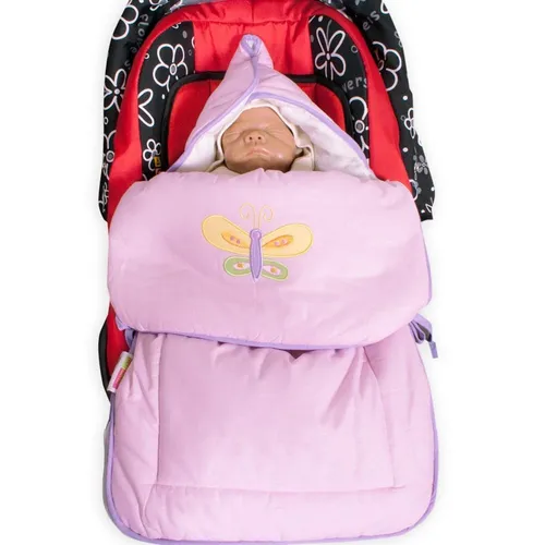 Schlafsack Kuschelsack Fußsack Spring Schmetterling rosa lila baby