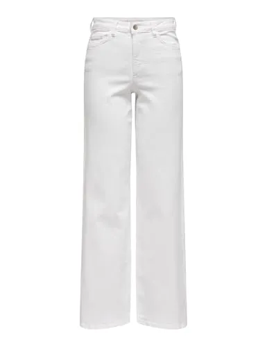 JdY Jdyfelina-Fina Hw Wide Whitejns DNM Noos - Jeans für Erwachsene mit weitem Beinschnitt, ideal für einen lässigen Look und höchsten Tragekomfort.