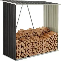 Juskys Holzunterstand Enno - Wetterfester Kaminholzunterstand aus verzinktem Stahl, bietet über 1 m² Lagerraum für lange Holzscheite und überzeugt durch stabile Konstruktion und modernes Design in Anthrazit.