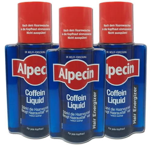 Alpecin Caffeine Liquid 3x 200ml - Kaffeesahne auf Pflanzenbasis, fördert das Haarwachstum mit koffeinhaltiger Formel und bietet eine intensive Pflege für gesundes Haar.