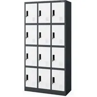 Jan Nowak Wertfachschrank 3B4A mit 12 Fächern - Metallspind in Anthrazit-Weiß - Geräumiger Büroschrank mit 12 abschließbaren Fächern für Sicherheit und Ordnung. Robuste Konstruktion aus pulverbeschichtetem Stahl, ideal für Schulen, Fitnesszentren und Betriebe. Maße: 185 x 90 x 40 cm.