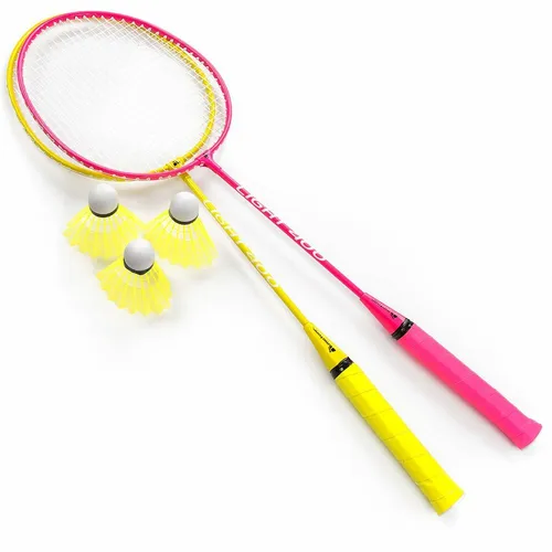 Badminton Set 2 Schläger 3 Federbällen Badmintonschläger Federball für Kinder