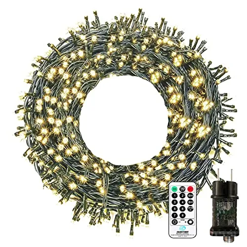 LED Lichterkette Außen Strombetrieben, 10M 100 LED Lichterkette Weihnachtsbaum 8 Modi mit Fernbedienung Timer Merkfunktion, IP65 Wasserdicht für Innen Außen Weihnachten Party Hochzeit, Warmweiß