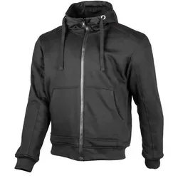 gms Grizzly Motorrad Hoodie XL, schwarz - Schutzjacke aus Baumwolle und Polyester mit Nachrüstoption für Rückenprotektor, SAS-TEC Protektoren an Schultern und Ellenbogen für optimalen Schutz und Komfort.