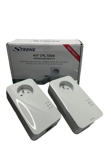 STRONG Pack de 2 Prises CPL 1300 Mbps, Prise filtrée et Port Ethernet,