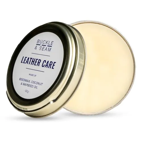 Buckle & Seam Lederpflege - Pflege für Ledercouch Auto Glattleder Schuhe Sofa Schuhpflege Leder Lederschuhe Lederbalsam Ledersofa Jacke Lederwachs Kunstleder Bienenwachs Pflegemittel Schuh Taschen