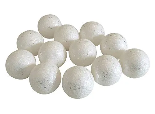 zeitzone Christbaumkugeln Schneeball Weiß 12 Stück Bruchfest Weihnachtsbaumkugeln 6cm