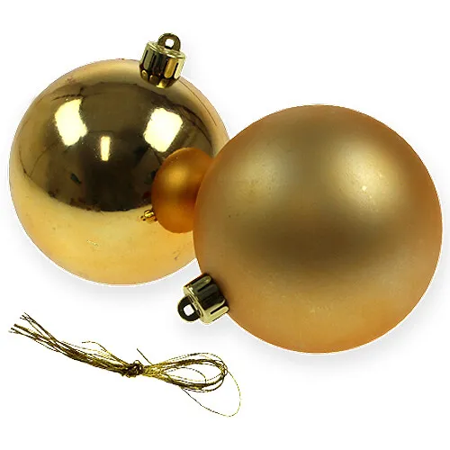 Weihnachtskugel Gold Ø10cm, Bruchfest, Christbaumkugeln Set, Kunststoff, 4er
