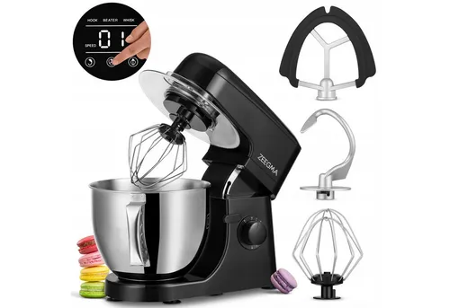 ZEEGMA Planeet MIX Küchenmaschine 1800 W - Knet- & Rührmaschinen: Multifunktionale 5L Küchenmaschine mit 8 Geschwindigkeiten, Touchscreen und sicherem Überhitzungsschutz – ideal für Teig und Cremes.