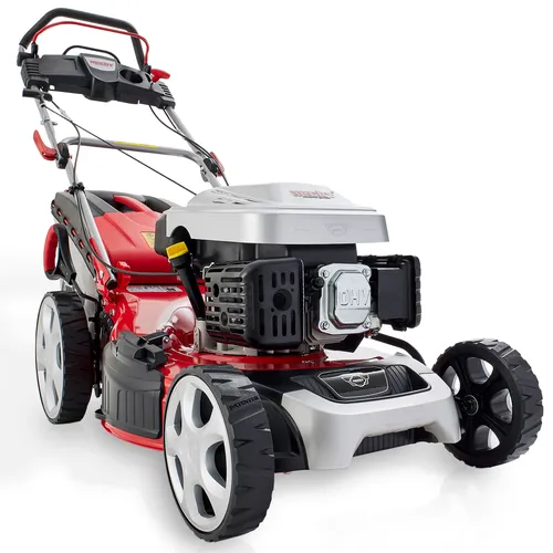 HECHT 553 SW Benzin Rasenmäher | 51 cm Schnittbreite, 5-in-1 Funktion - Benzinrasenmäher mit 51 cm Schnittbreite und kraftvollem 4-Takt Motor für Flächen bis 1600 m². Genießen Sie die 5-in-1 Funktion: Mähen, Fangen, Mulchen und mehr, ideal für Ihren Garten!
