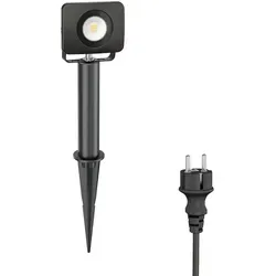 ledscom.de LED Gartenstrahler Wega mit Erdspieß und 15cm Sockel für außen, schwarz, 9,46W, 935lm, warm-weiß