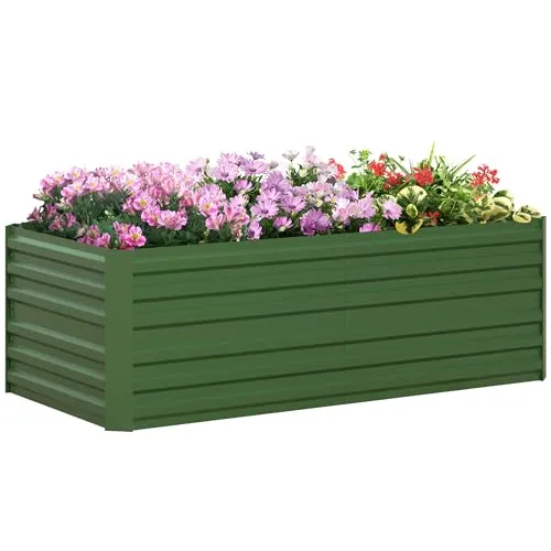 Outsunny Hochbeet 180x90x59 cm - Robust und Vielseitig - Hochbeet aus langlebigem Stahl mit Schutzbeschichtung, ideal für Garten, Balkon oder Terrasse. Perfekt für Pflanzen, Gemüse und Blumen, bietet ausreichend Platz für gesundes Wurzelwachstum.