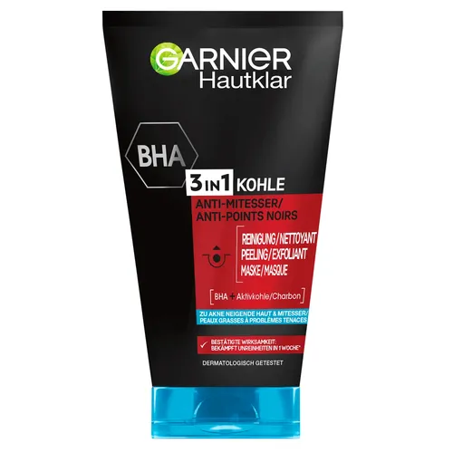 GARNIER Skin-Active 3 in 1 Anti-Mitesser mit Kohle – 150 ml