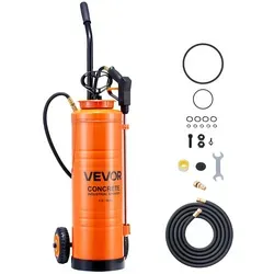 VEVOR Drucksprüher 18,9 L, industrieller Betonsprüher mit Rolle, Edelstahlsprüher, Hochleistungs-Pumpsprüher, inkl. Schläuche, 2 Messingdüsen, ideal für Bau, Rasen und Garten
