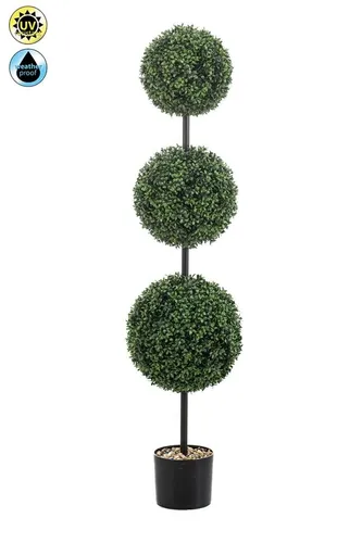 Kunstbaum Buchs 3er Kugel Tom - Dekorative Kunstpflanze 125 cm - Elegante Kunstpflanze mit 3 Kugeln, ideal für die Innenraumdekoration. Pflegeleicht und langlebig, bringt sie frisches Grün in Ihr Zuhause. Lieferung ohne Dekotopf.