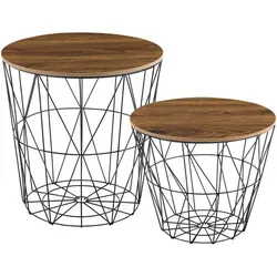 [en.casa] Metallkorb 2er Set Beistelltisch von en.casa