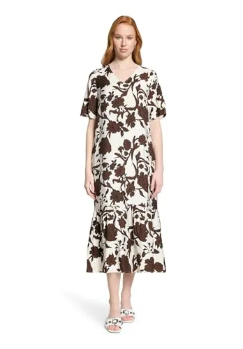 Cartoon Damen Midikleid mit Volant 38, Weiß/Braun von Cartoon