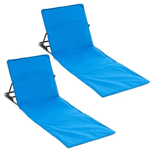 Strandmatte Beachmatte gepolstert faltbar verstellbare Rückenlehne blau 2 x