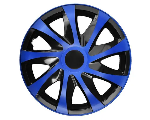 NRM KO251 Radzierblende Draco CS, Schwarz/Blaue 15 Zoll, 4er Set - Radkappen - Hochwertige Premium Radzierblende aus schlagfestem ABS-Kunststoff, werkzeuglose Befestigung für einfaches Anbringen, perfekt für ein individuelles Auto-Design.
