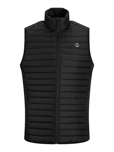 Jack & Jones PlusSize Steppweste MULTI BODYWARMER schwarz 4XL - Herren-Westen mit modischem Stehkragen, pflegeleicht und perfekt für kalte Tage, ausgestattet mit praktischen Eingrifftaschen.