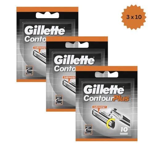 Gillette Contour Plus Rasierklingen, 30-tlg. – 2-Klingen System für eine glatte Rasur - Rasierklingen für eine präzise und komfortable Rasur. Mit Lubrastrip-Technologie für weniger Irritationen und einem beweglichen Klingenkopf, der sich perfekt an Ihr Gesicht anpasst.