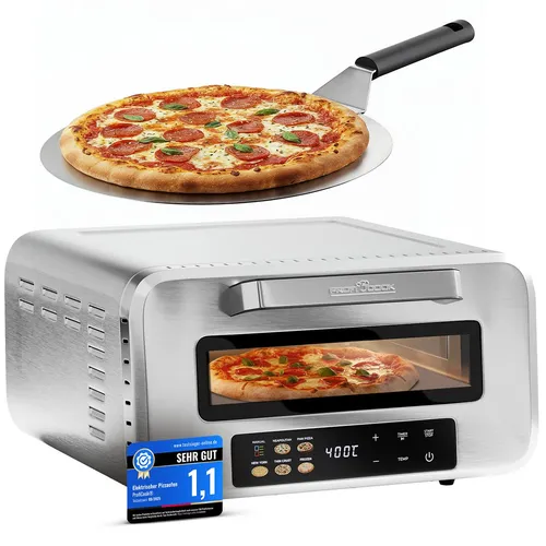 ProfiCook® Pizzaofen elektrisch | 400°C | echter Pizzastein | inkl. Pizzaheber | variable Einstellung | Pizza Ofen Elektro | Pizzamaker | PC PO 1323