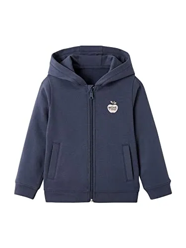 Vertbaudet Mädchen Kapuzensweatjacke Sport Basic Blau 92/98 - Bequeme Kapuzensweatjacke mit gefütterter Kapuze und durchgehendem Reißverschluss. Stilvolles Apfel-Motiv mit Glanzeffekt und zwei praktischen Taschen für den perfekten Look.