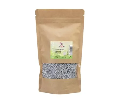 CREARTEC Colouraplast - Kunststoffperlen/Schmelzgranulat - Farbe: silber - Menge: 200g - Ideal für Fensterbilder, Mobiles und kleine Kunstwerke - Witterungsbeständig - Made in Germany