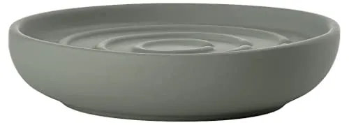 Zone Denmark Nova Seifenschale, Seifenablage, Seifenhalter aus Porzellan mit Soft Touch-Beschichtung, Durchm. 11 cm, Höhe 2,5 cm, Olive Green (Grün)