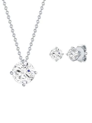 Rafaela Donata Damen Schmuckset Kette + Ohrstecker 925/- Sterling Silber verziert mit Kristallen