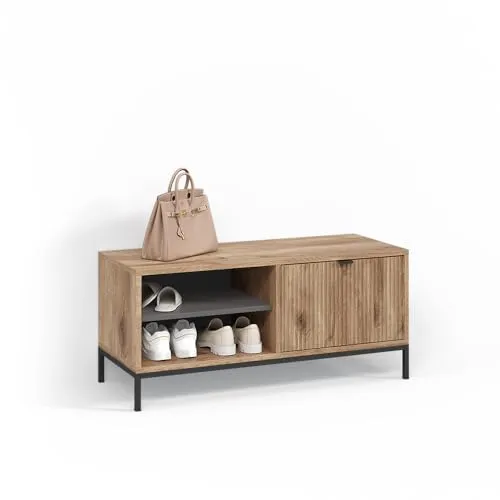 Livinity Schuhschrank Aterno, Viking Oak, 100 x 45 cm mit Klapptür